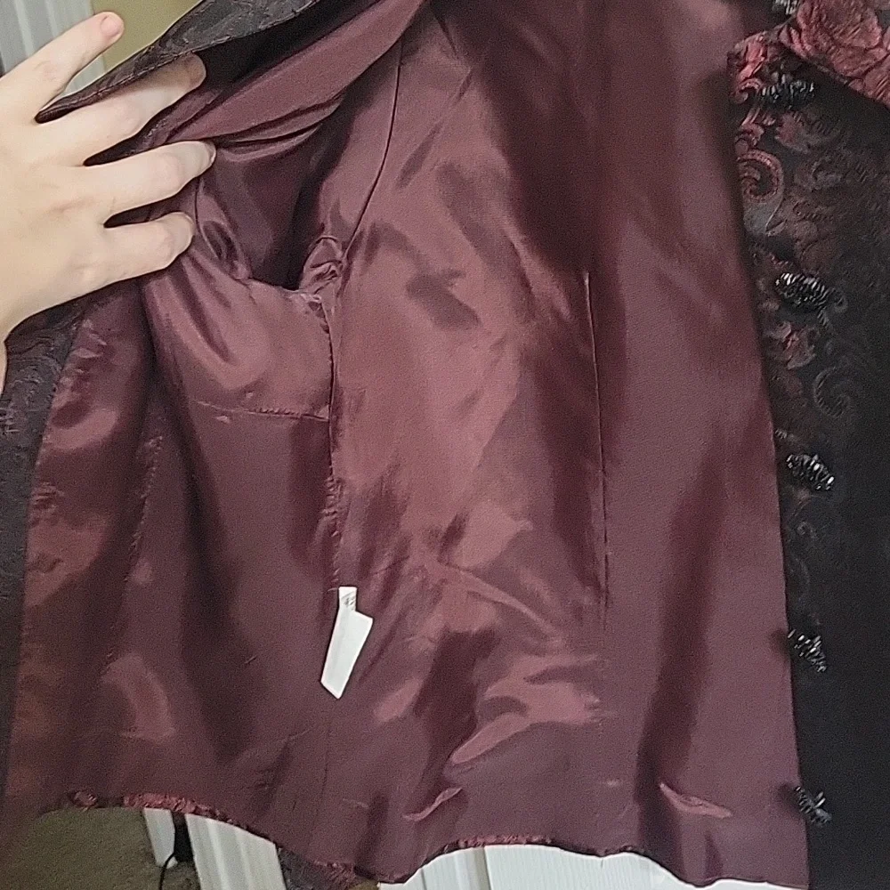 Vintage Metallic Acetate Brocade Floral Paisley Chunky Sequin Button Jacket - Picture 7 of 9